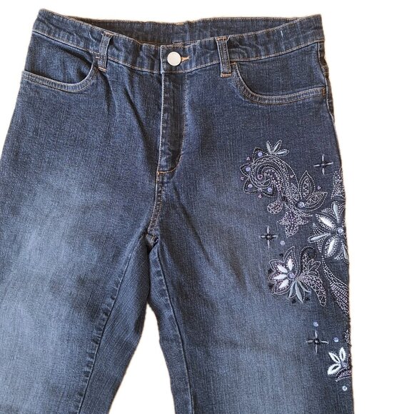 Women's NEXT Embellished Denim Jeans EURO 38 UK 10 REGULAR - Picture 2 of 5